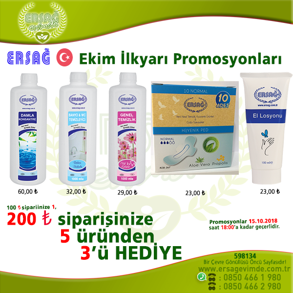 Ersağ Türkiye Ekim 2018 İlkyarı Promosyonları